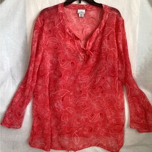 Jaclyn Smith Vibrant Floral Top - Salmon